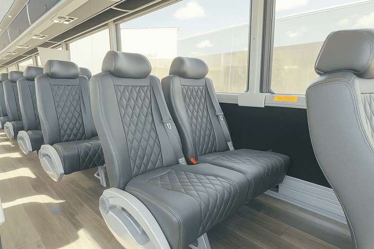 interior of South Jordan Coach Bus Service charter bus