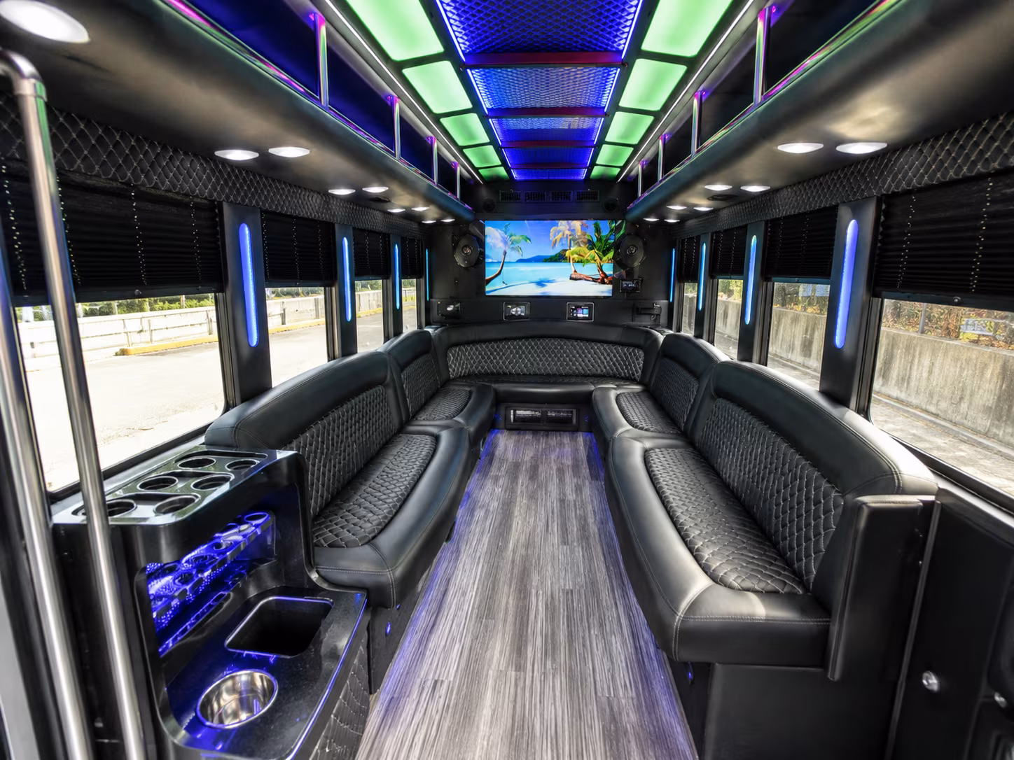 south jordan 18 passenger party bus inside