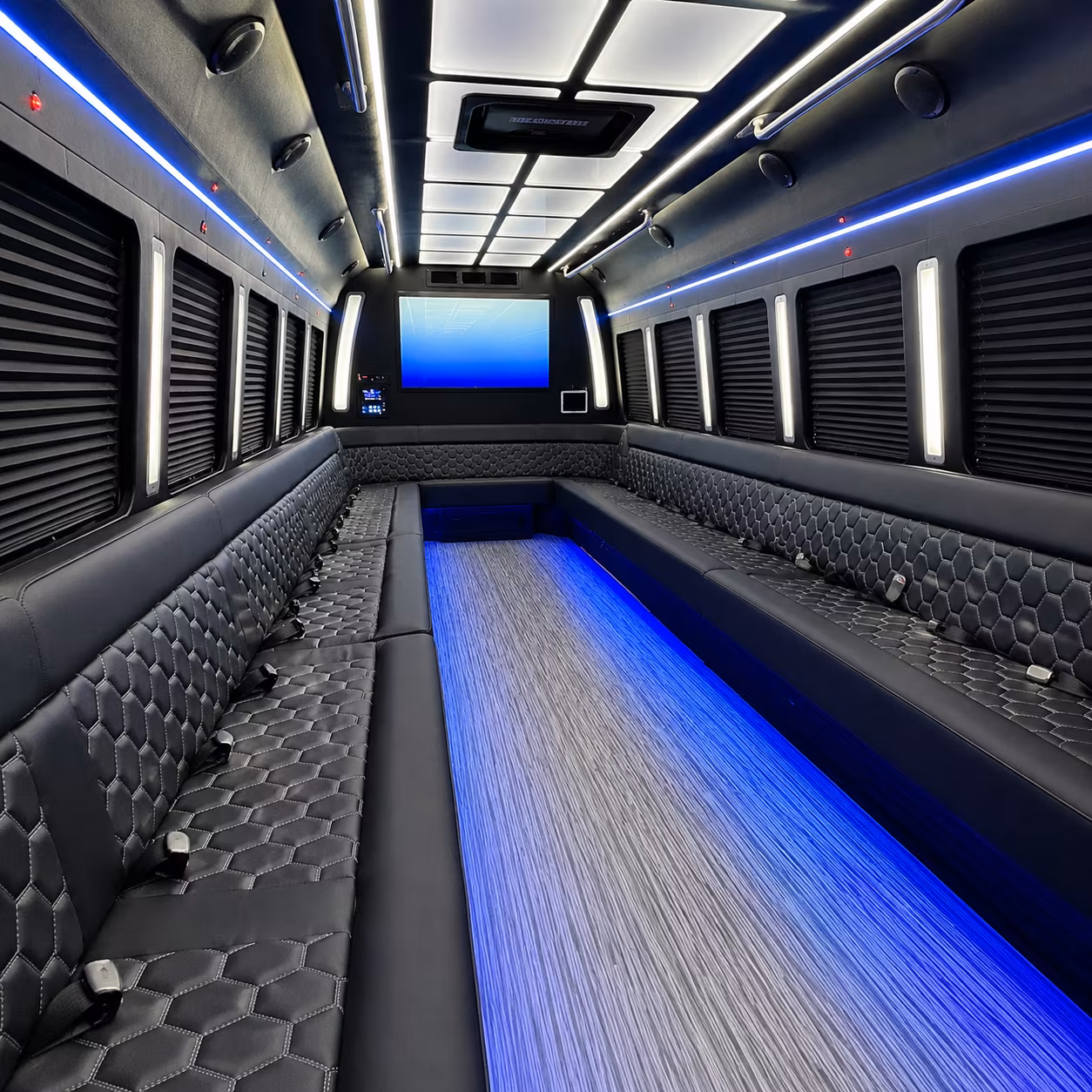 south jordan 50 passenger party bus inside